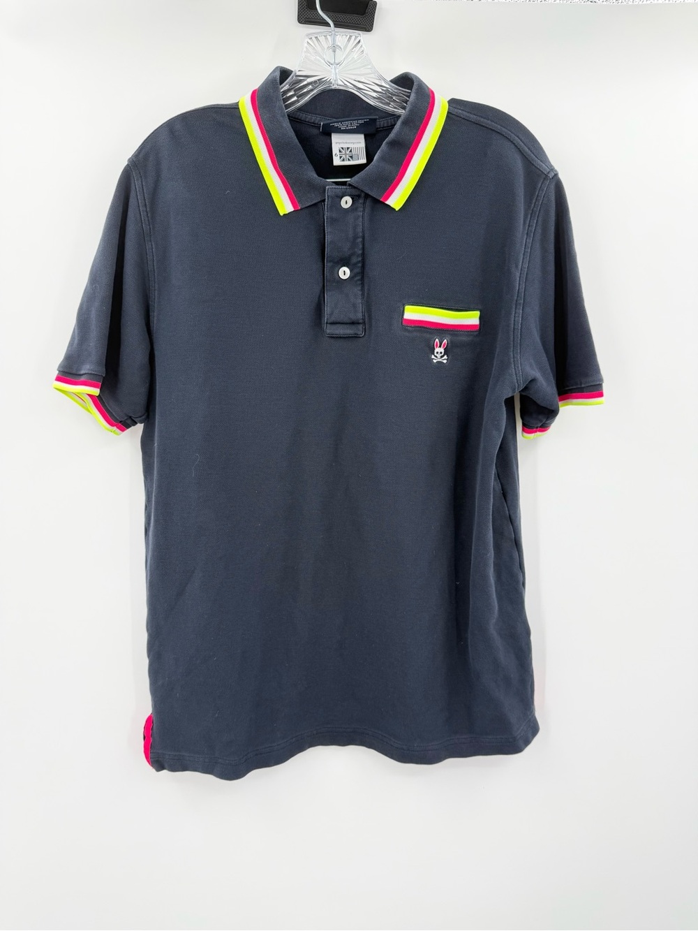 Psycho Bunny Pima Cotton Reardon Pocket Polo Shirt Size 6 (XL) Navy Blue